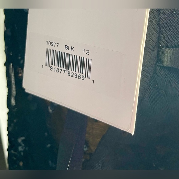 Mac Duggal 10977 | Black One Shoulder | Sheer Hand Beaded | Mini Dress | Size 12 - Picture 7 of 7